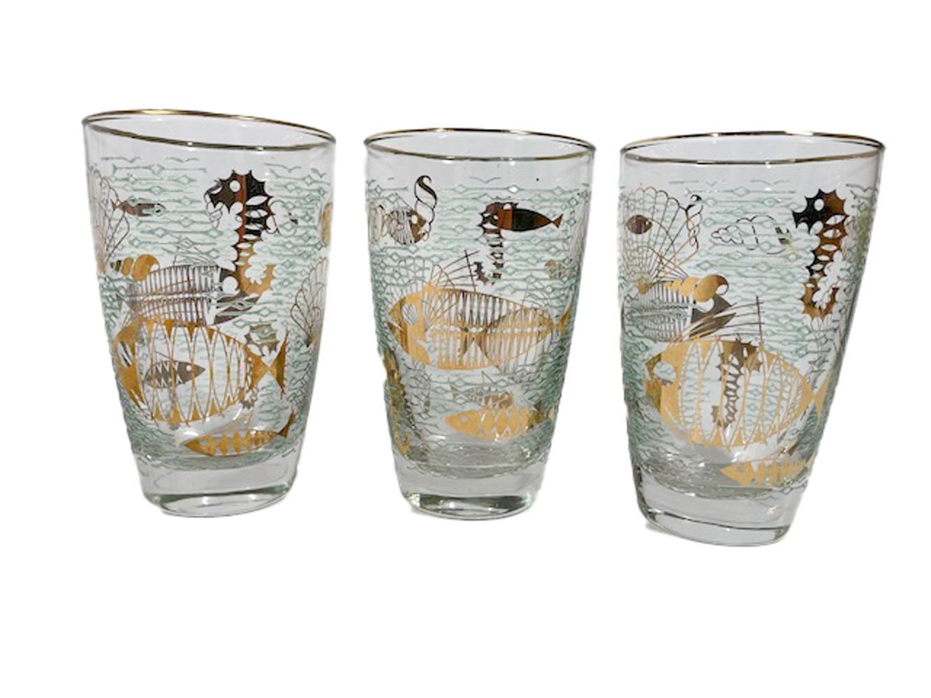 Set of 6 Libbey Glass Tumblers in the Marine Life Pattern, Discontinued in 1959 In Good Condition For Sale In Nantucket, MA