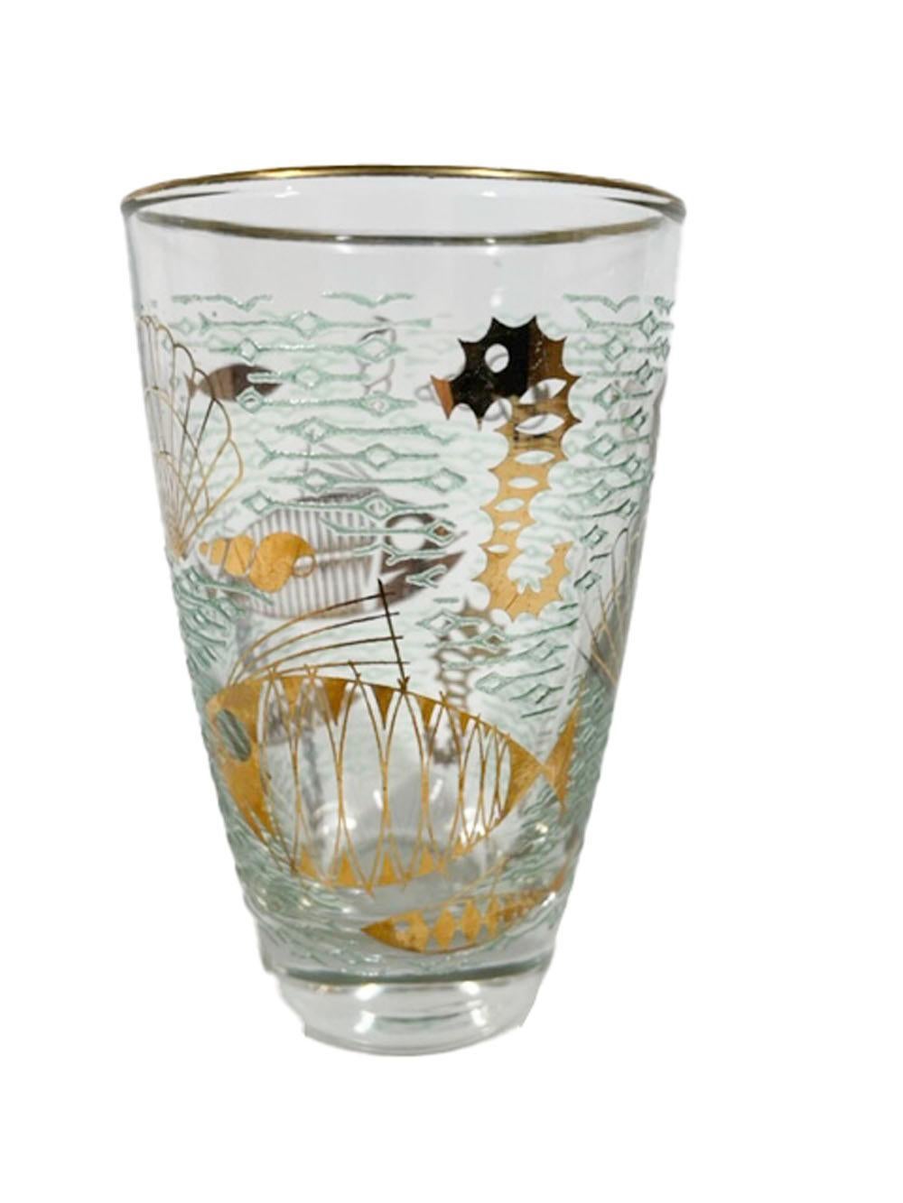 Set of 6 Libbey Glass Tumblers in the Marine Life Pattern, Discontinued in 1959 For Sale 2