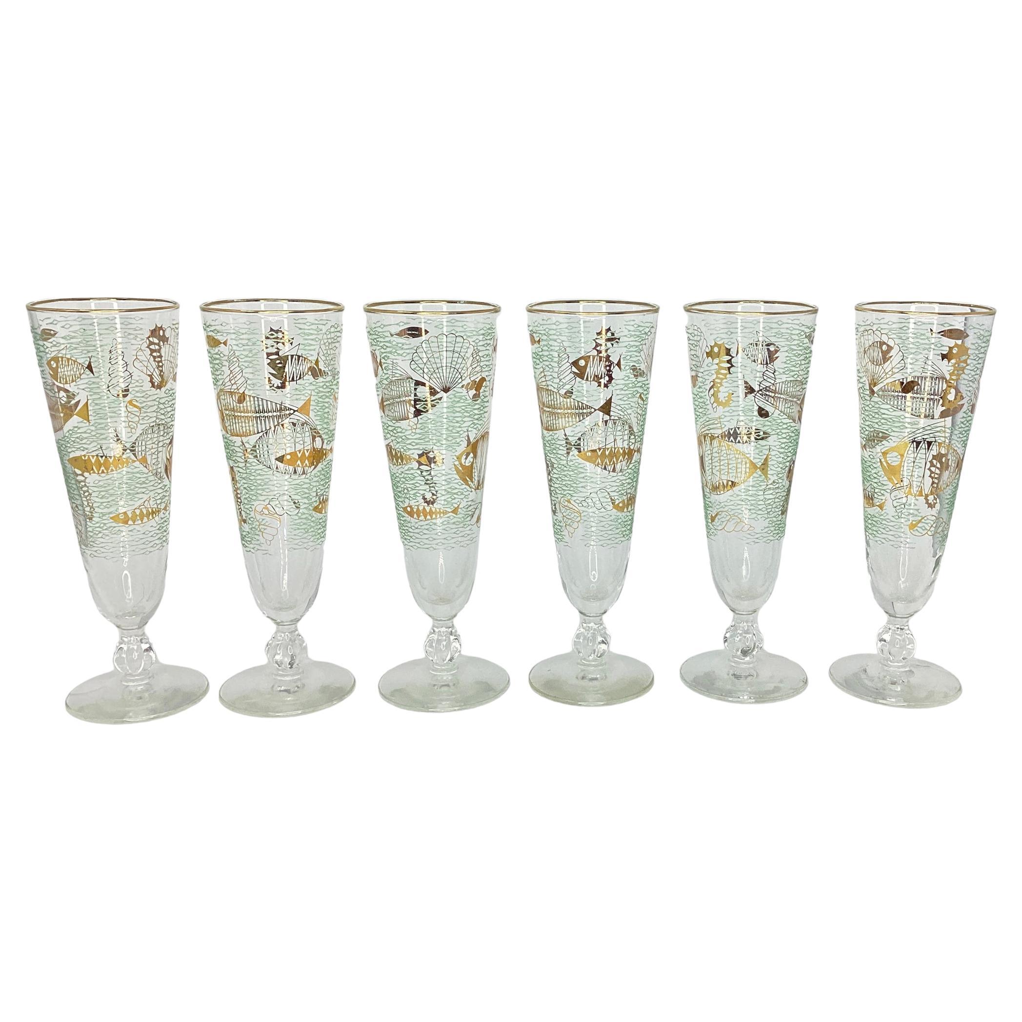 Set of 6 Libbey Marine Life Pilsners  For Sale