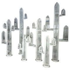 Set of 6 life size metal Cactus sculptures, Belgium, 1980s