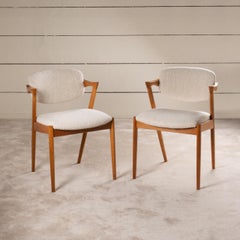 Set of 6 light oak chairs 1960