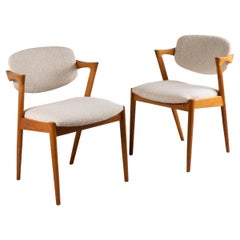 Set of 6 light oak chairs 1960