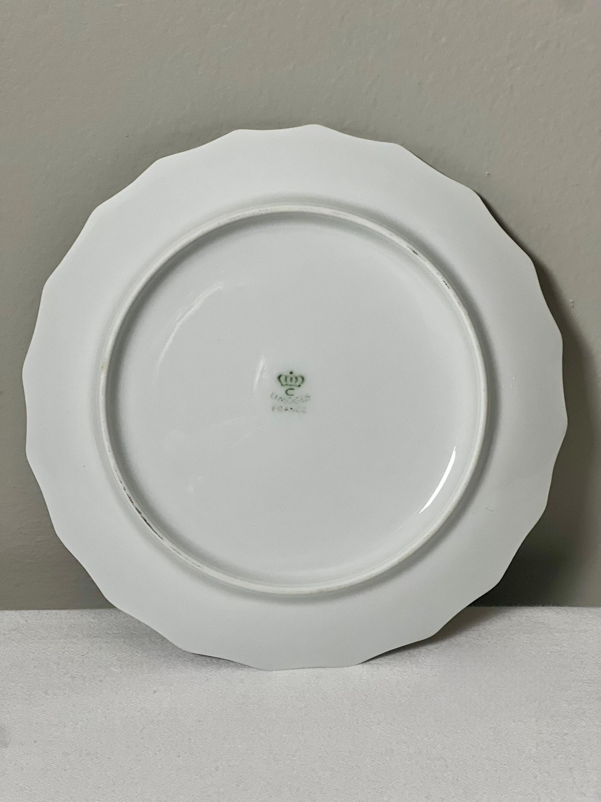 Set von 6 Limoges-Früchten-Dessert- oder Käsetellern mit verschiedenen Früchten, Frankreich im Angebot 1