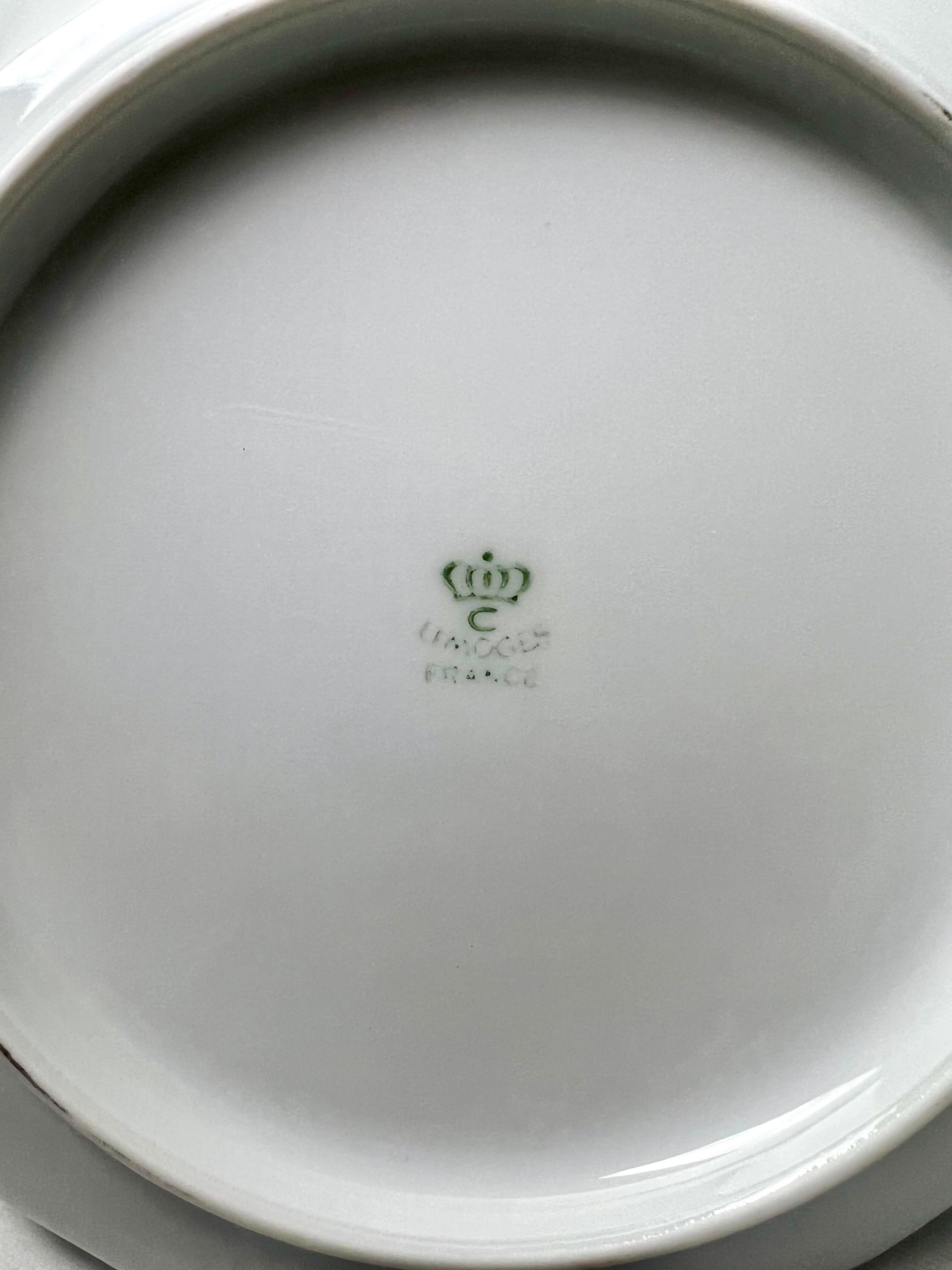 Set von 6 Limoges-Früchten-Dessert- oder Käsetellern mit verschiedenen Früchten, Frankreich im Angebot 2