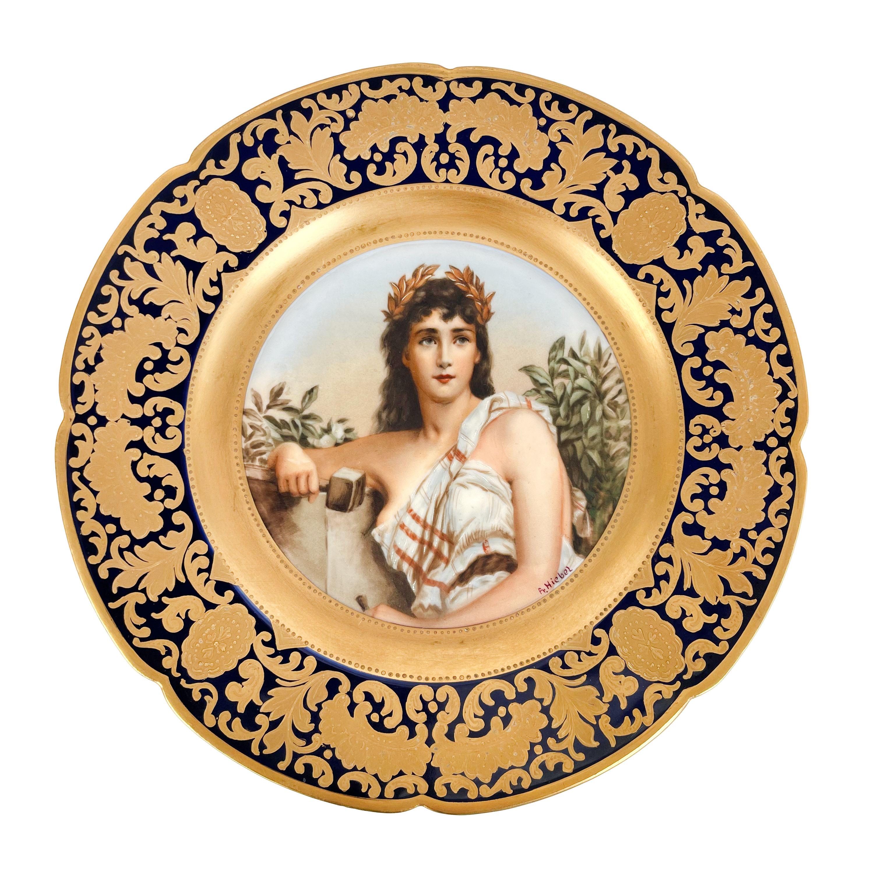 Set Of 6 Limoges Porcelain Cabinet Plates, France, Circa 1900 In Good Condition For Sale In Pasadena, CA