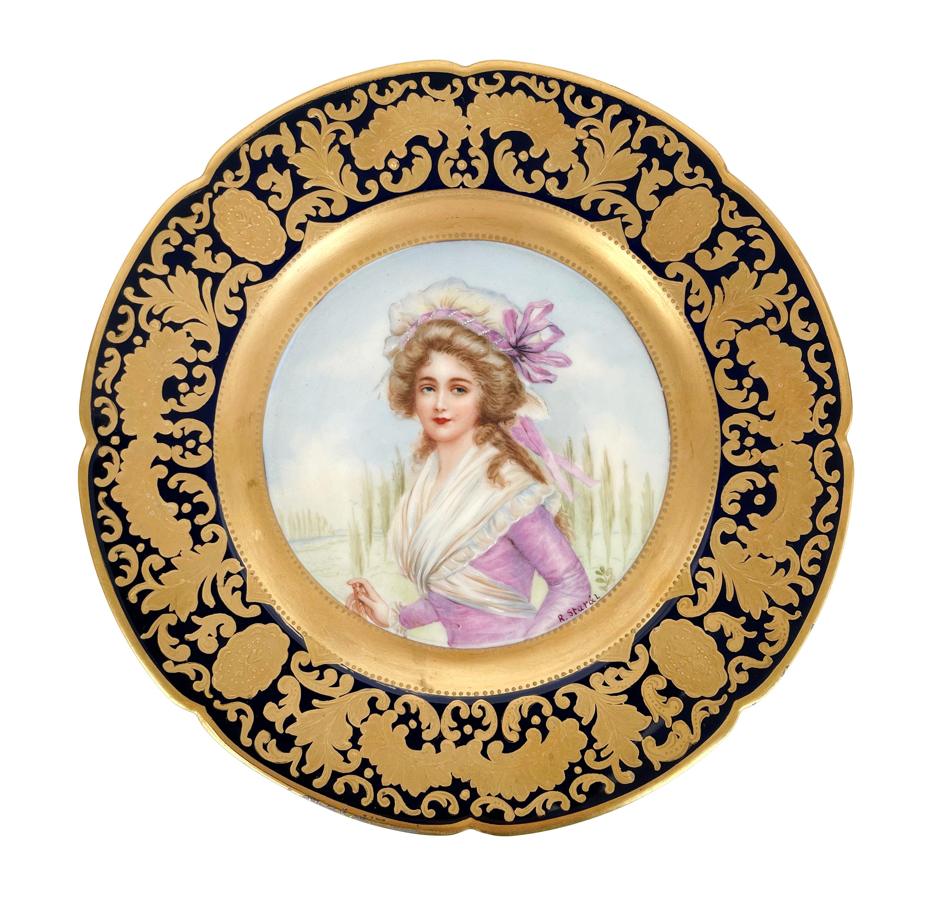 Set Of 6 Limoges Porcelain Cabinet Plates, France, Circa 1900 For Sale 2