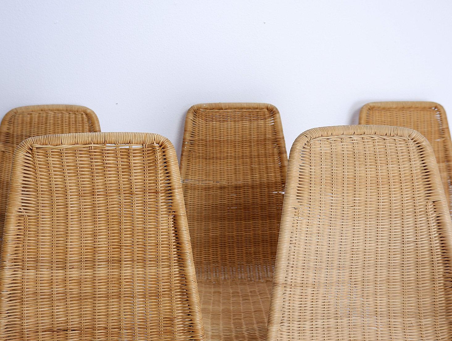 Satz von 6 „Linus“ (4+2) Korbweidestühlen - Ikea Vintage 1