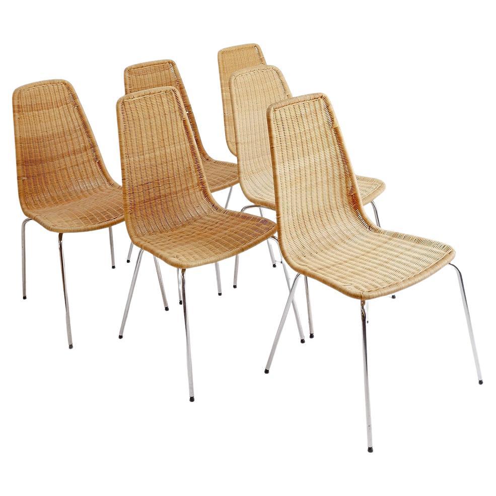Satz von 6 „Linus“ (4+2) Korbweidestühlen - Ikea Vintage