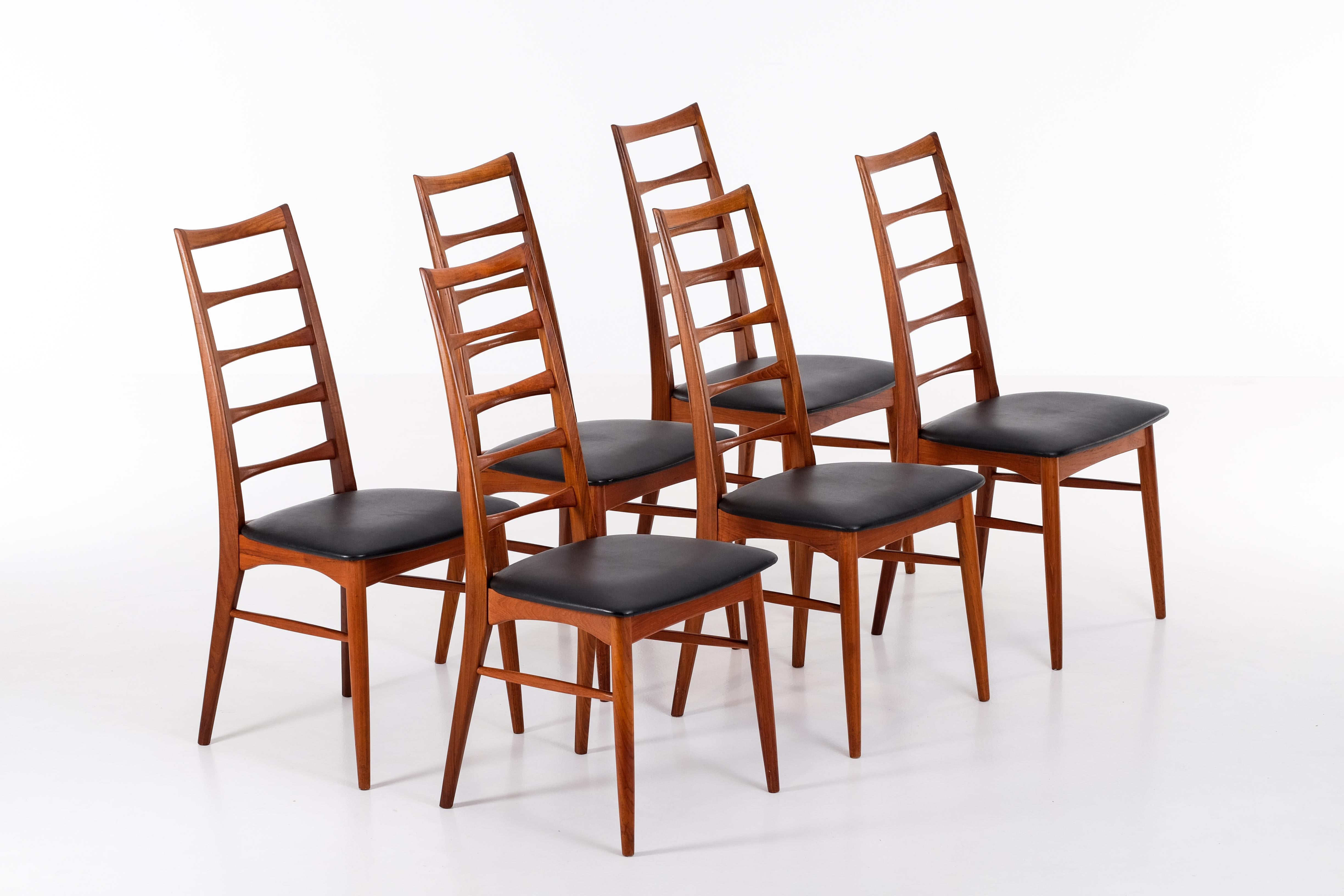 Mid-20th Century Set of 6 'Lis' chairs by Niels Koefoed, Denmark, 1960s For Sale