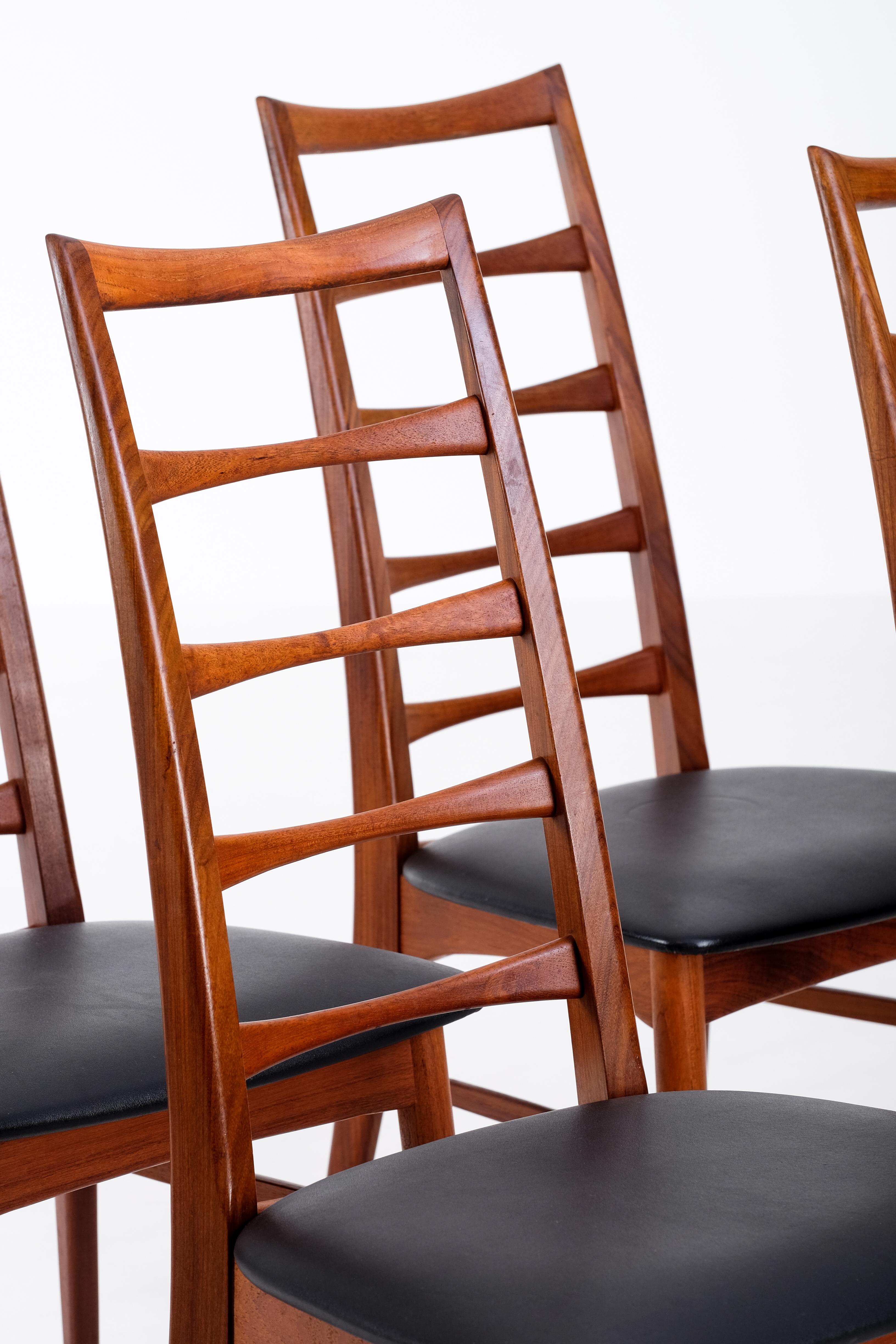 Teak Set of 6 'Lis' chairs by Niels Koefoed, Denmark, 1960s For Sale