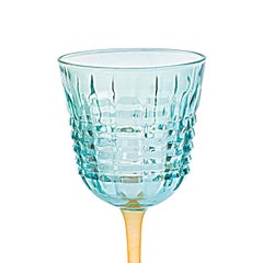 6er-Set Londra Aquamarin mit orangefarbenem Satinboden Weingläser