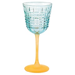 6er-Set Londra Aquamarin mit orangefarbenem Satinboden Weingläser