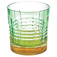 Set of 6 Londra Green with Orange Satin Base Tumblers