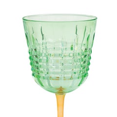 Set de 6 Copas de Agua Londra Verde con Base Satinada Naranja
