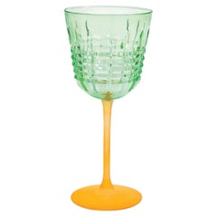 Set de 6 Copas de Agua Londra Verde con Base Satinada Naranja