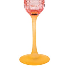 Set of 6 Londra Pink with Orange Satin Base Flutes