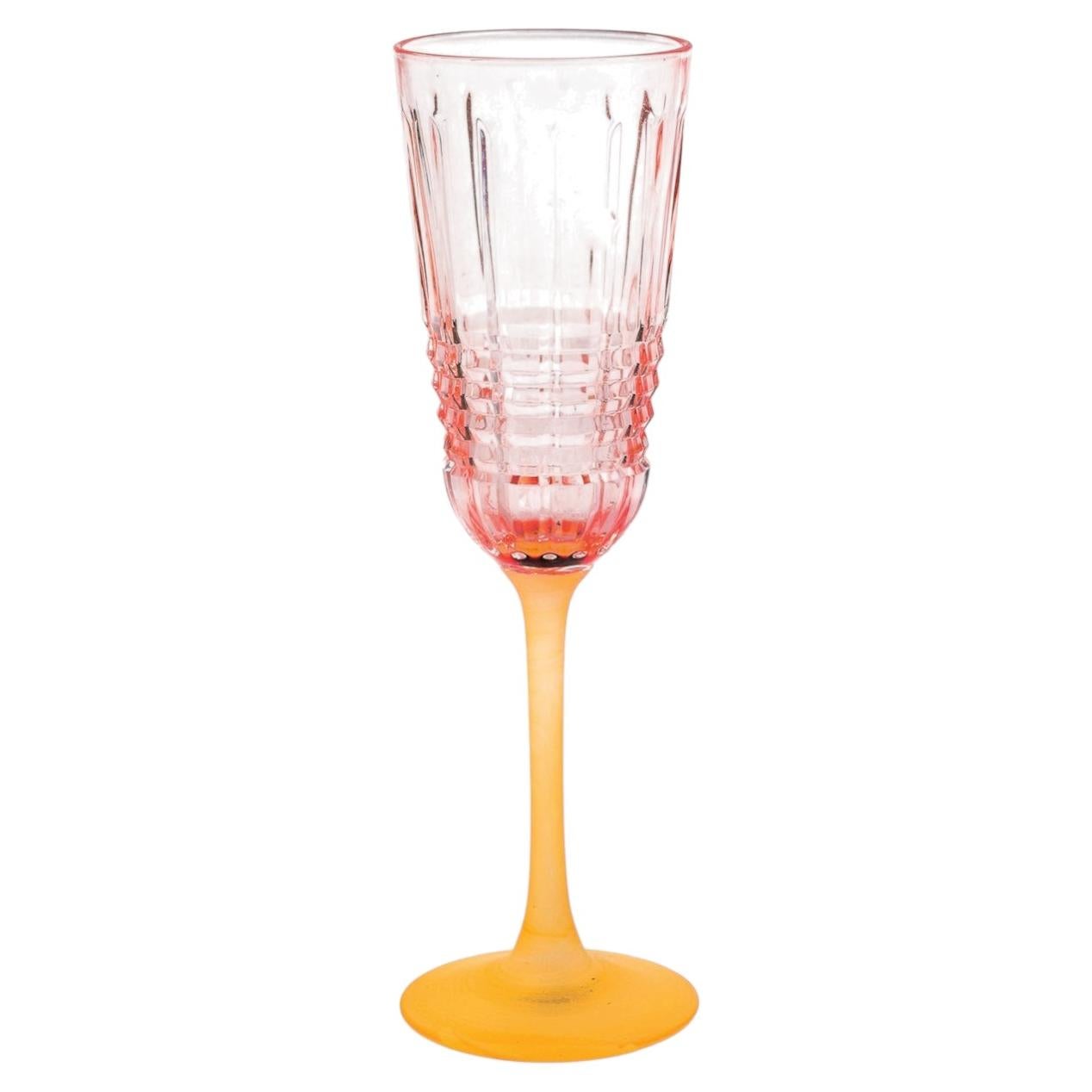 Lot de 6 flûtes Londra rose avec base en satin orange