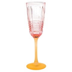 Set of 6 Londra Pink with Orange Satin Base Flutes
