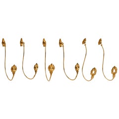 Set of 6 Long Antique Gilded Bronze Tie-backs