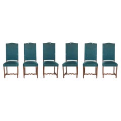 Set di 6 sedie blu in stile Luigi XIII