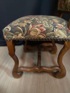 Set of 6 Louis XIV style Os de Mouton chairs, tapestry from 19th C.