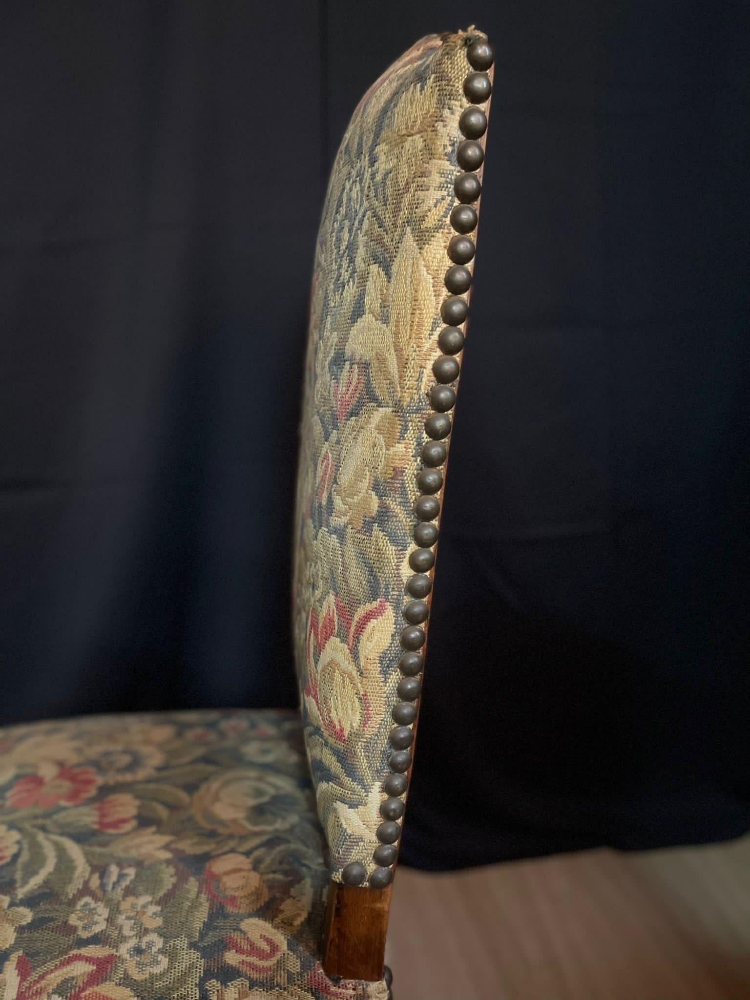 Ebonized Set of 6 Louis xiv sheep bone chairs original tapestry dating from the  century  For Sale