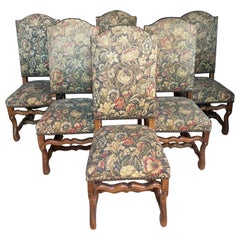 Set of 6 Louis XIV style Os de Mouton chairs, tapestry from 19th C.