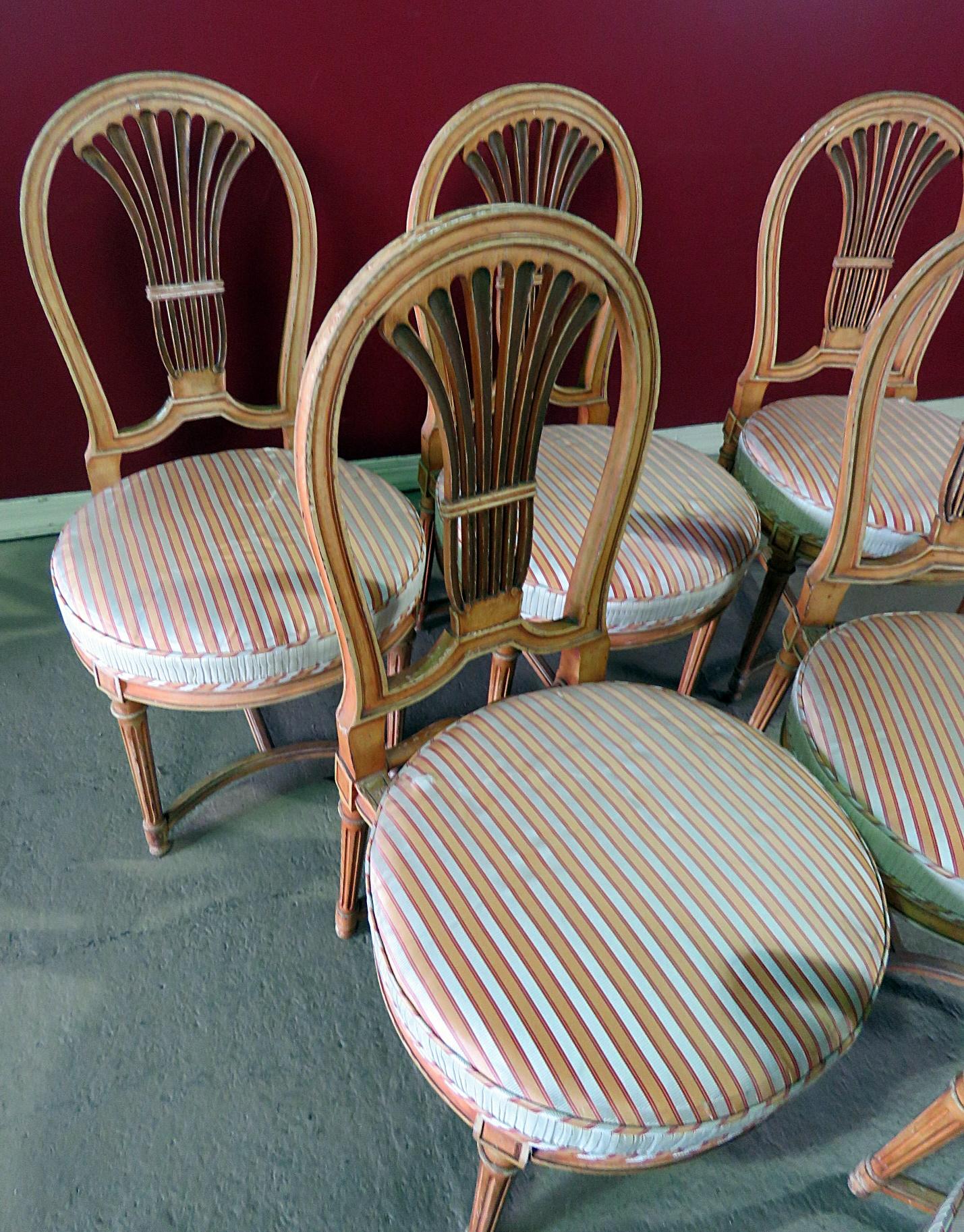 20th Century Set of 6 Maison Jansen Style Louis XVI Balloon Back Dining Chairs