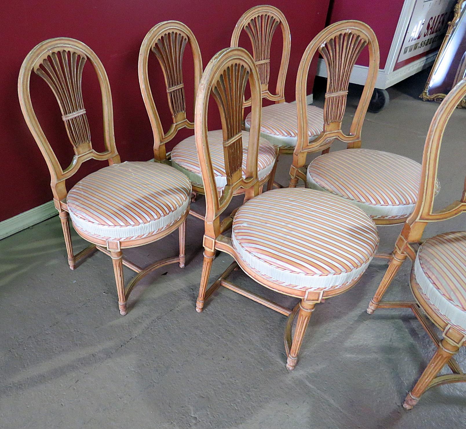 Set of 6 Maison Jansen Style Louis XVI Balloon Back Dining Chairs 2