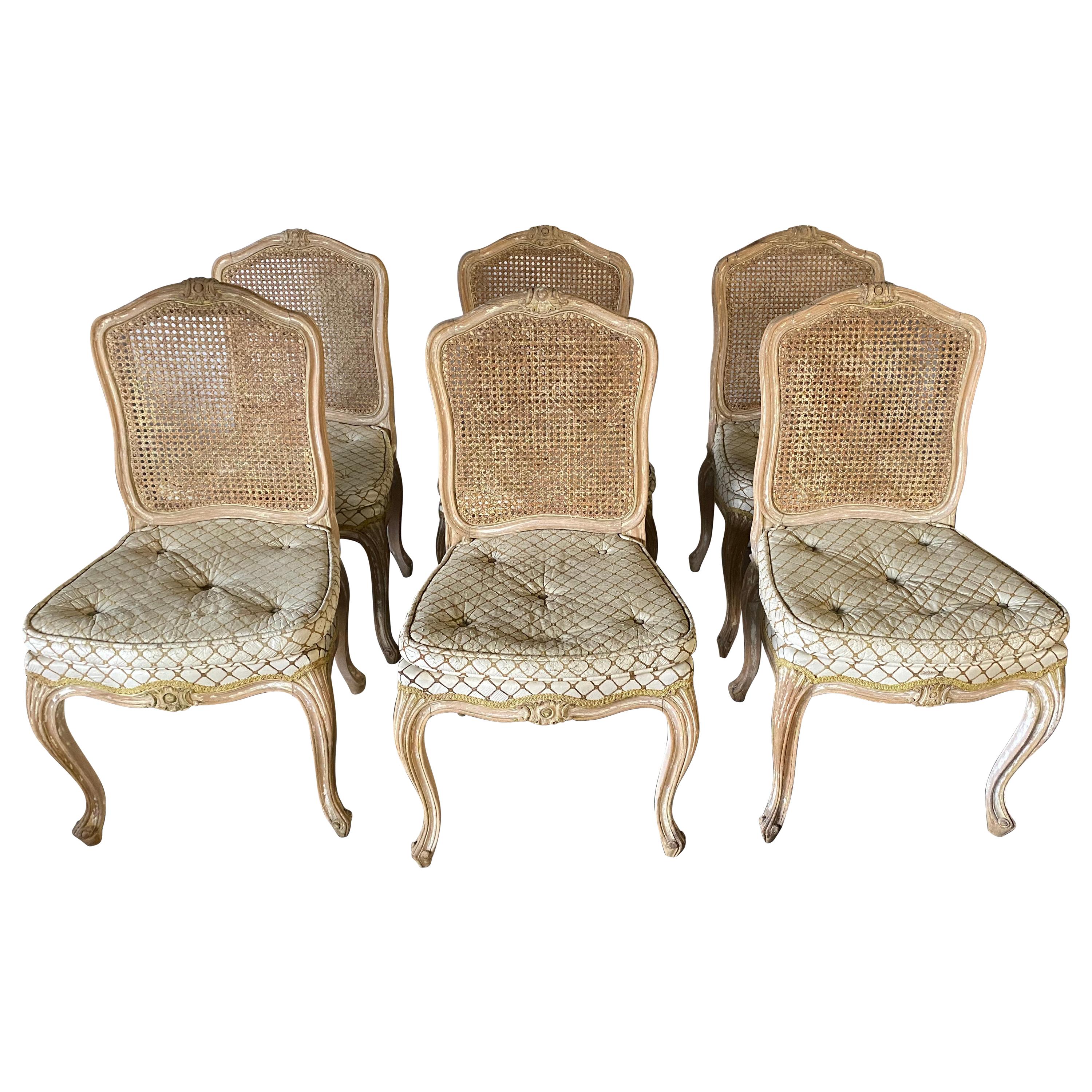 Set of 6 Louis XV Style Painted Dining Chairs