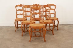 Set of 6 Louis XV Style Rush Seat Dining Chairs