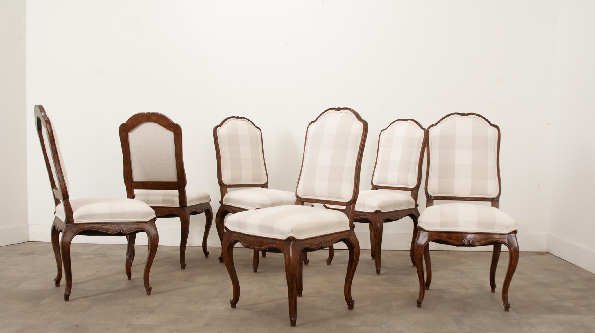 Set of 6 Louis XV Style Upholstered Dining Chairs 2