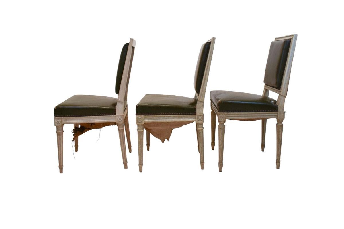 Leather Set of 6 Louis XVI Chairs