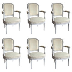 Set of 6 Louis XVI Fauteuils Signed “F. Lapierre a Lyon”