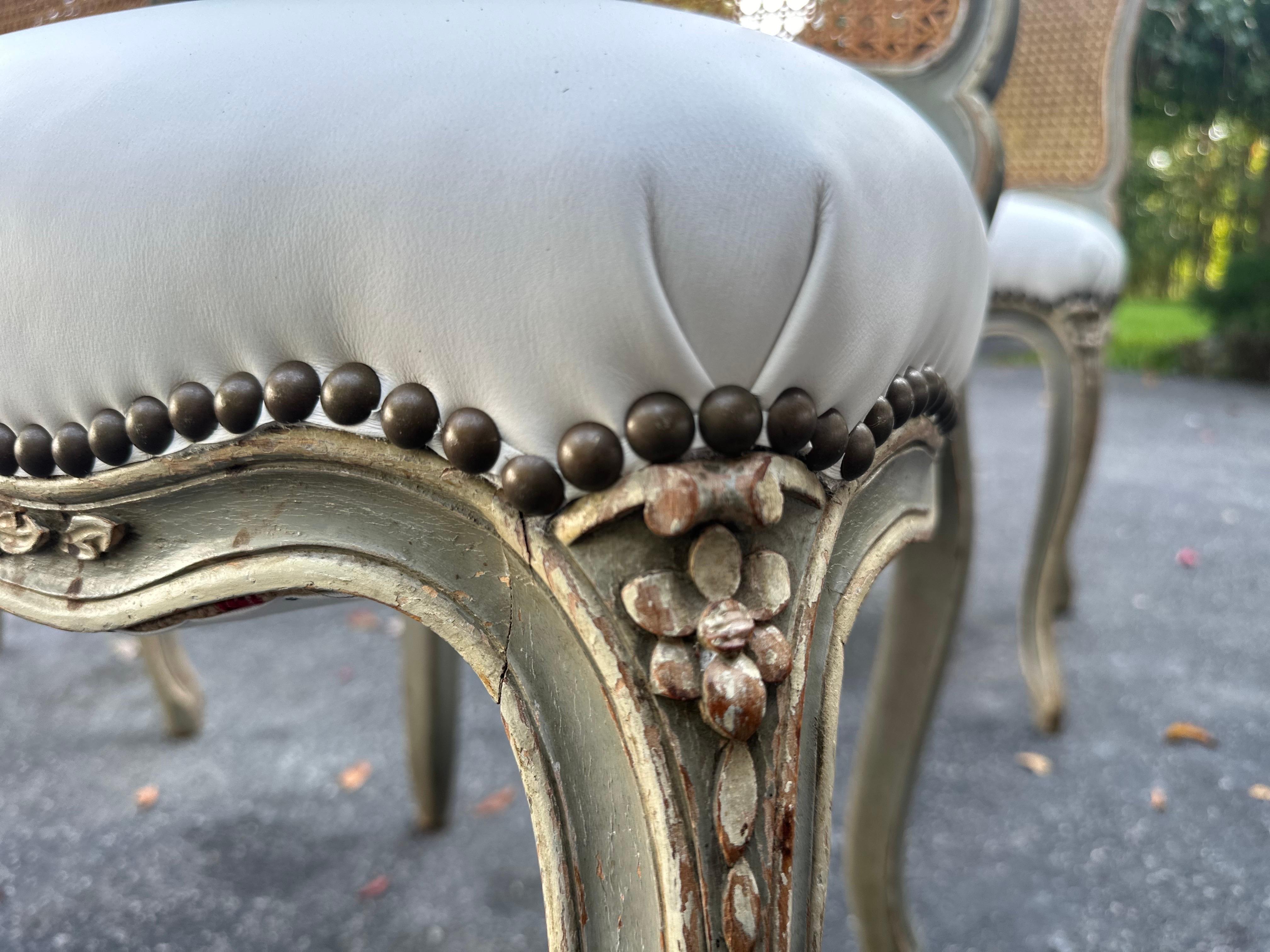 Set of 6 Louis XVI French Cane leather Chairs. Circa late 1800s For Sale 3