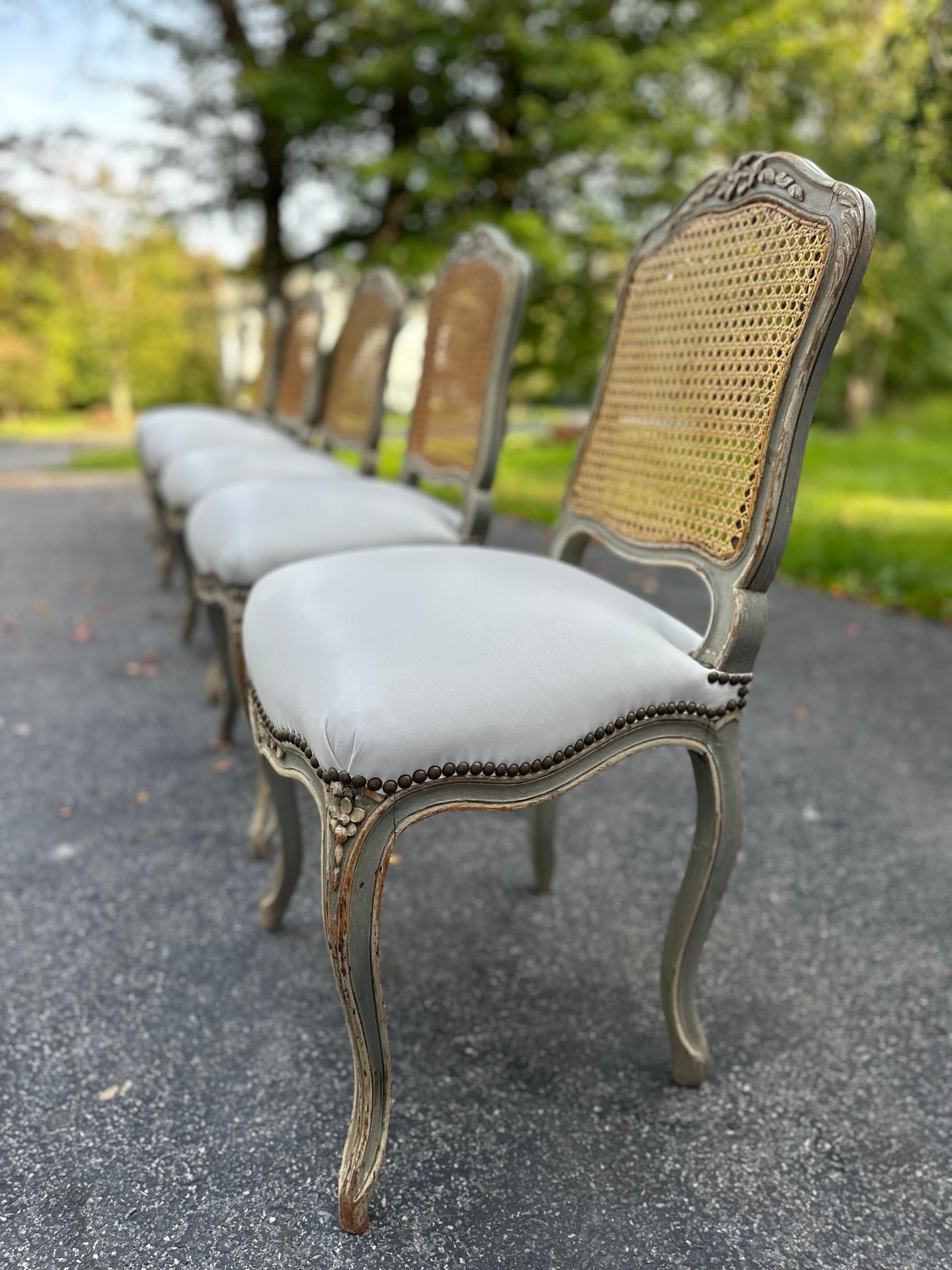 Set of 6 Louis XVI French Cane leather Chairs. Circa late 1800s For Sale 4