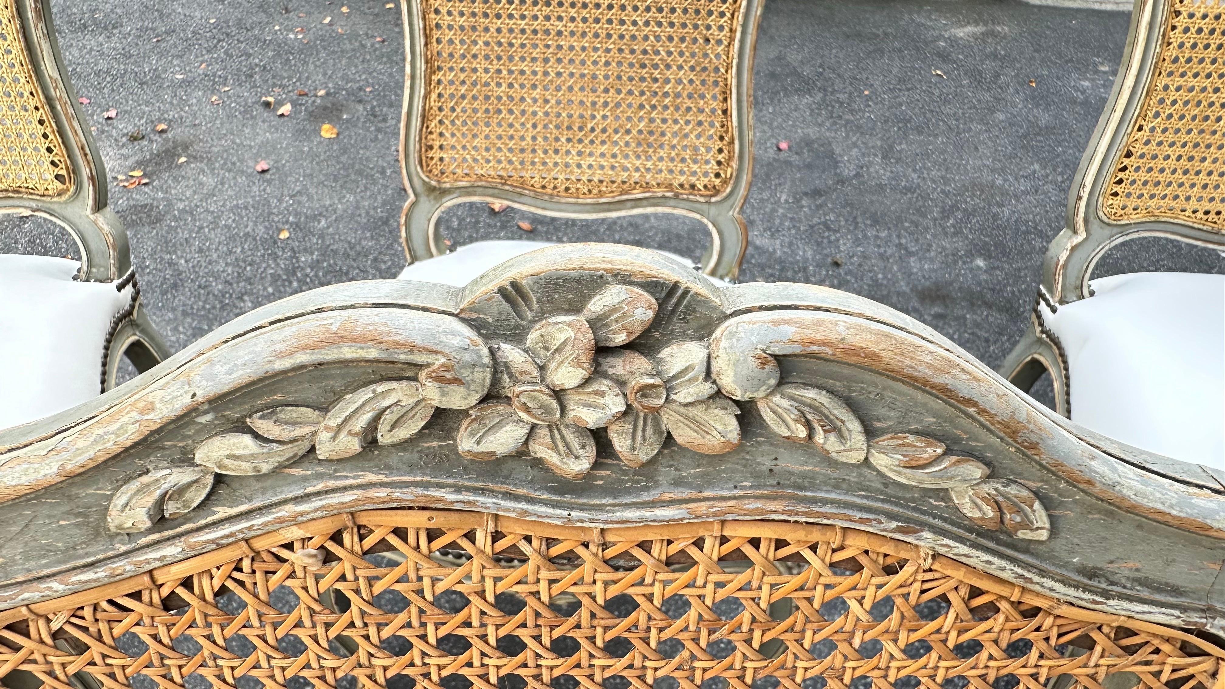 Set of 6 Louis XVI French Cane leather Chairs. Circa late 1800s For Sale 5