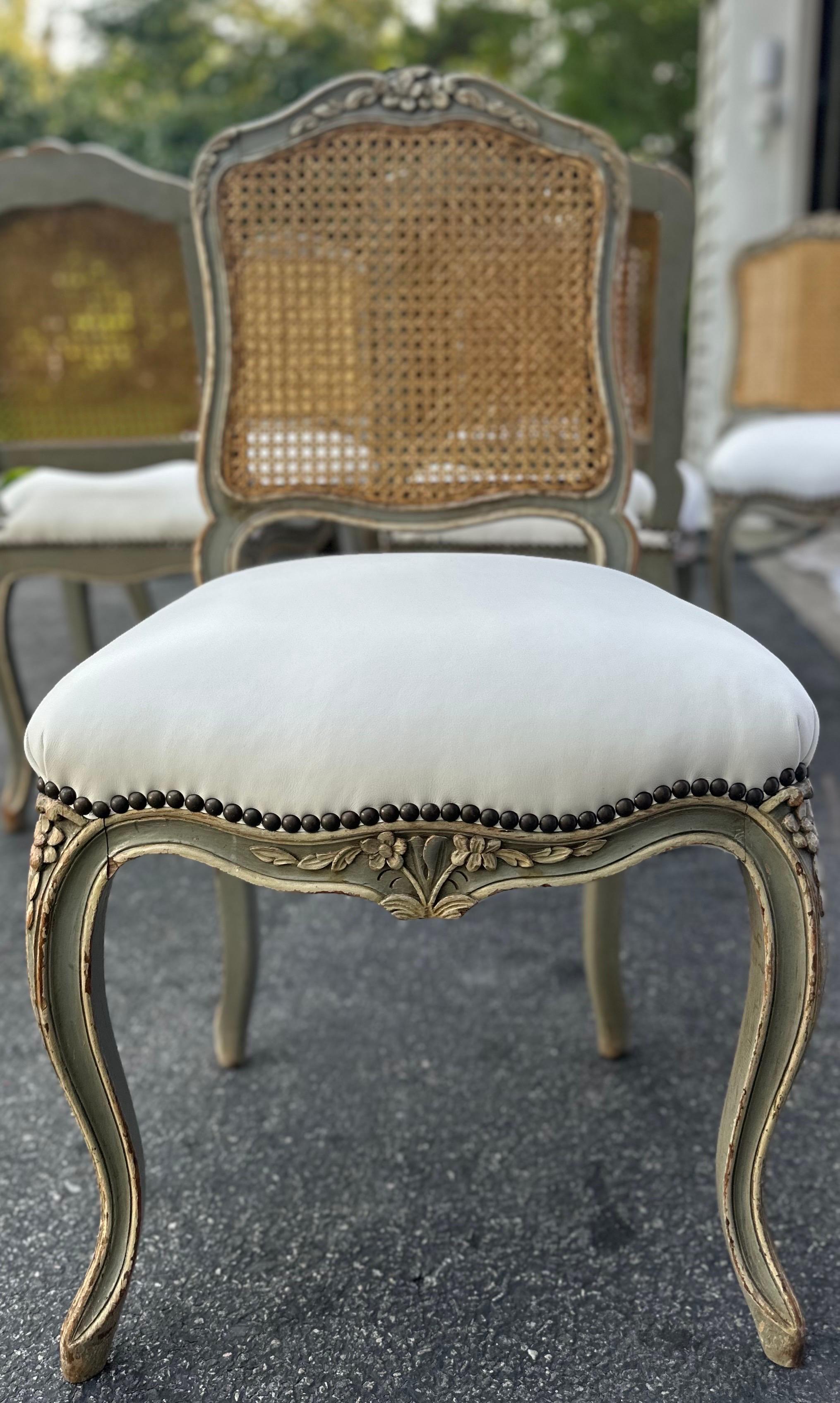 19th Century Set of 6 Louis XVI French Cane leather Chairs. Circa late 1800s For Sale