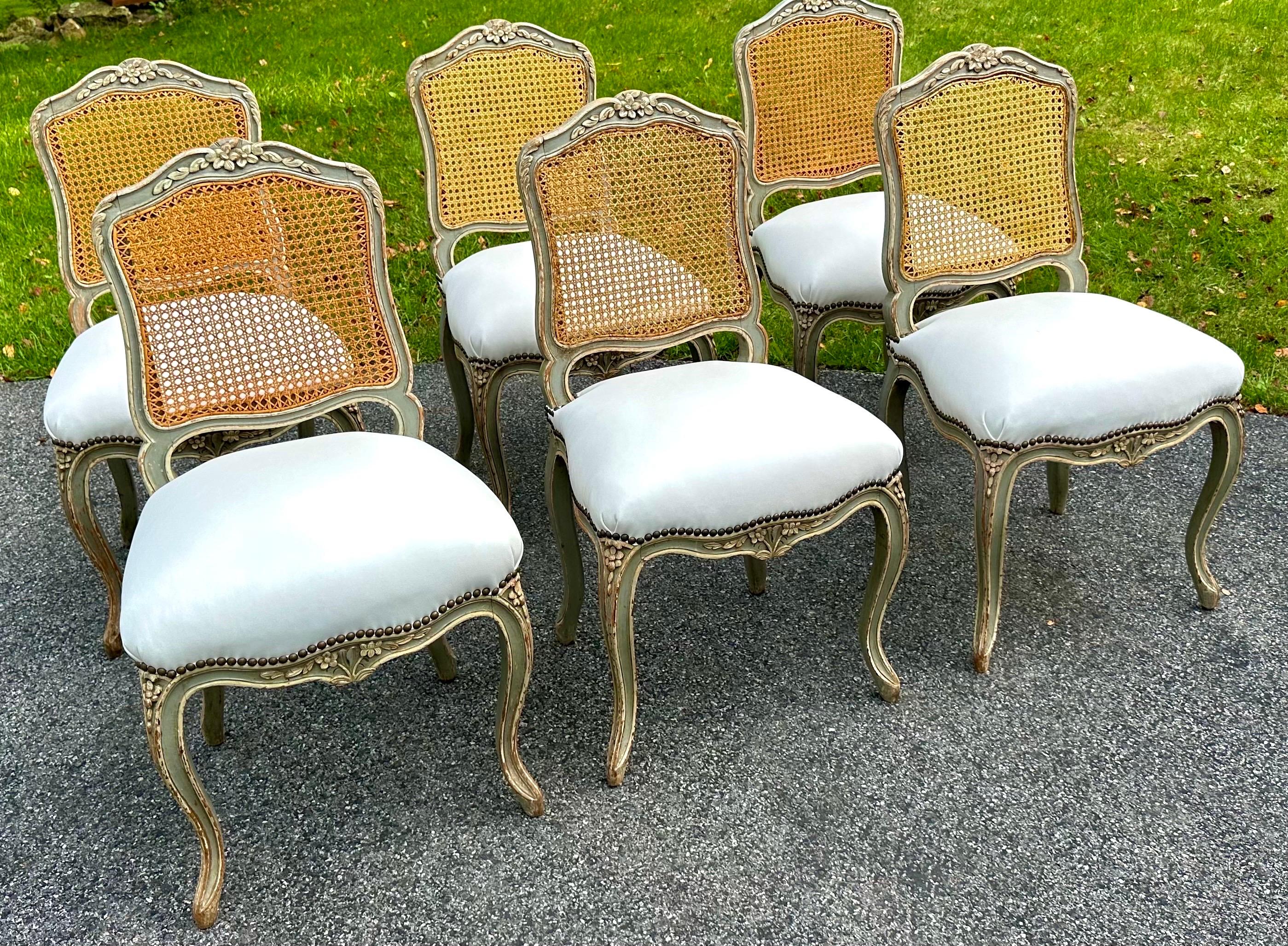 Set of 6 Louis XVI French Cane leather Chairs. Circa late 1800s For Sale 1