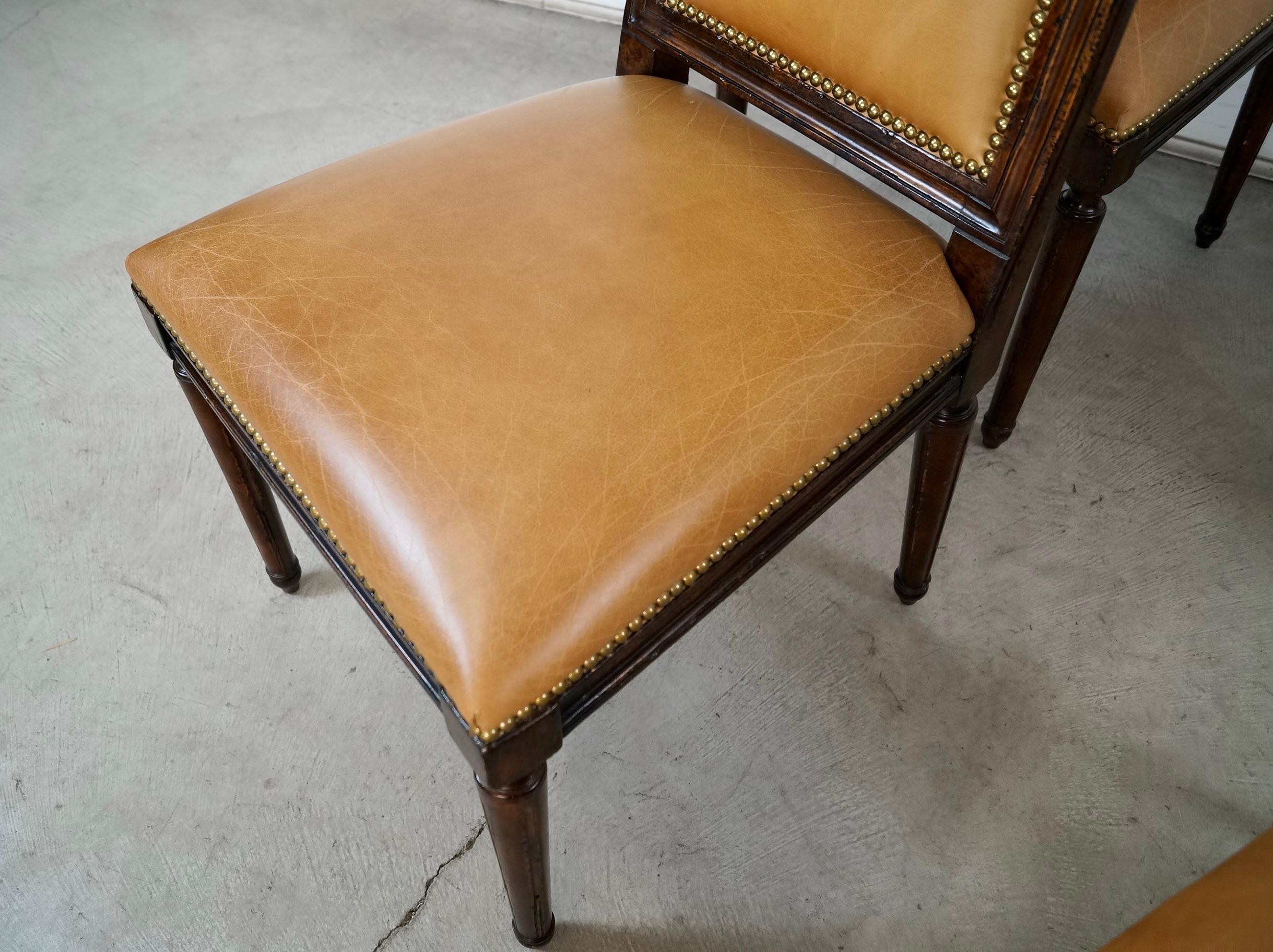 Set of 6 Louis XVI Leather Dining Chair Set by Ralph Lauren for Henredon im Angebot 3