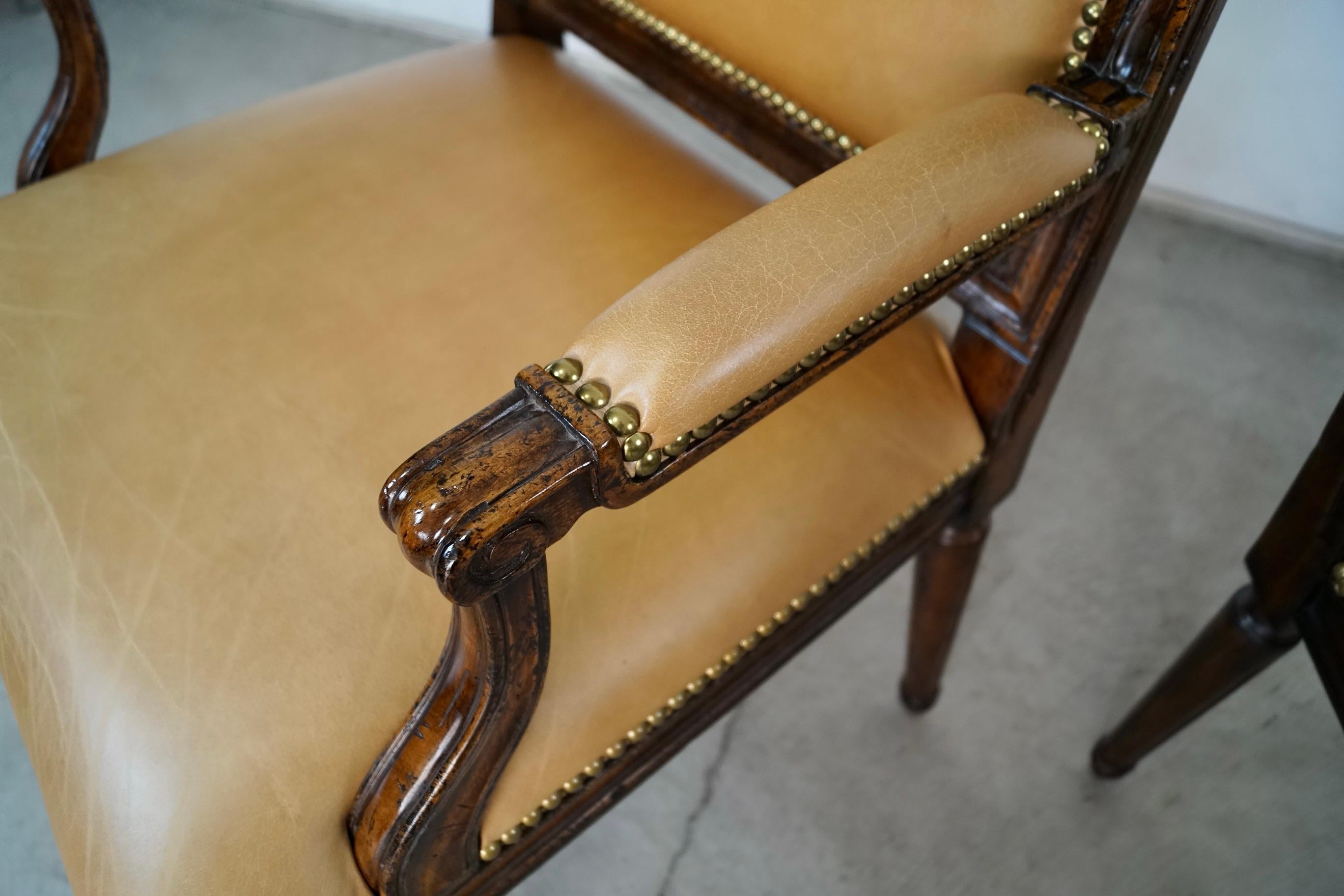 Set of 6 Louis XVI Leather Dining Chair Set by Ralph Lauren for Henredon im Angebot 12