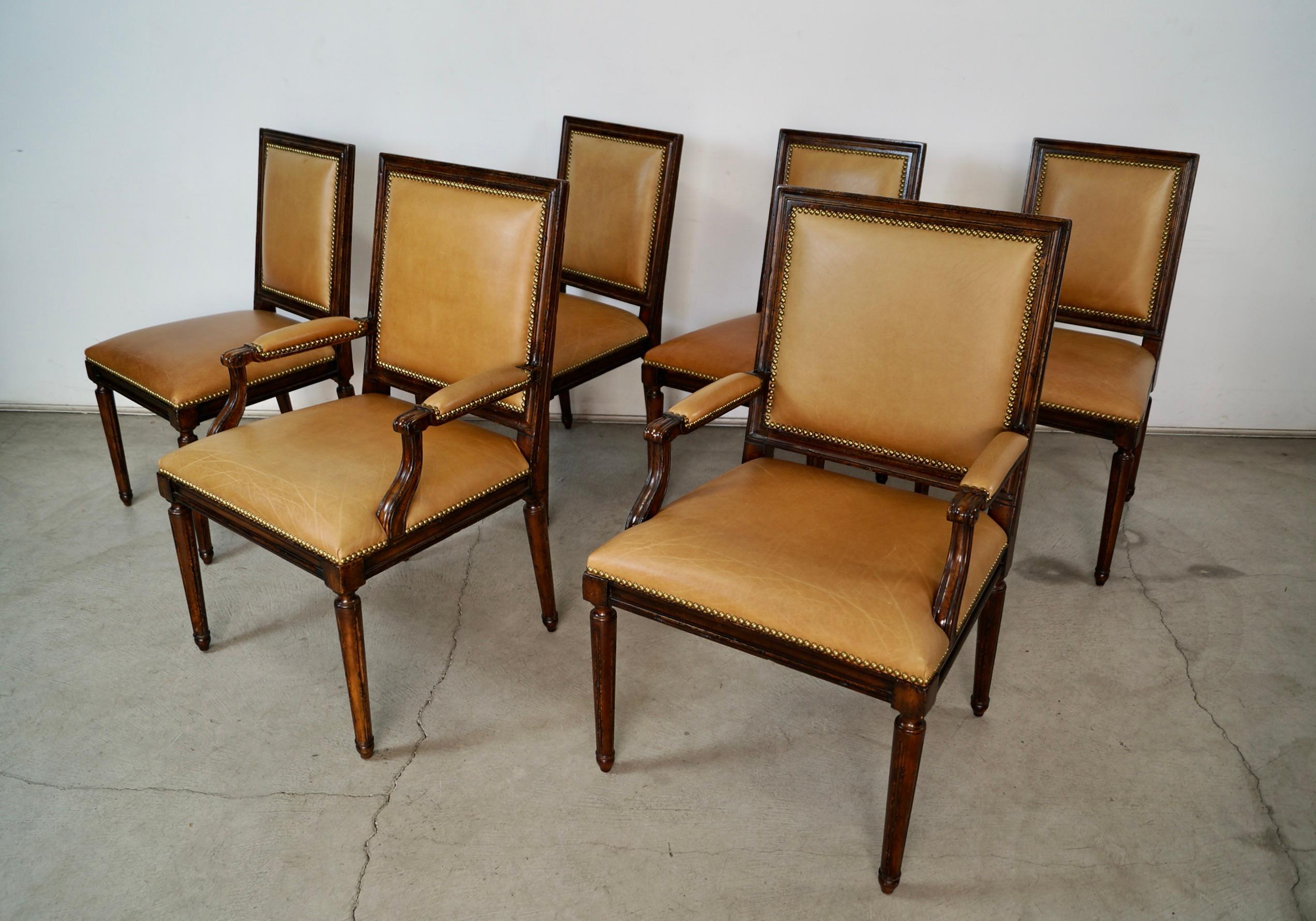 Set of 6 Louis XVI Leather Dining Chair Set by Ralph Lauren for Henredon (Louis XVI.) im Angebot