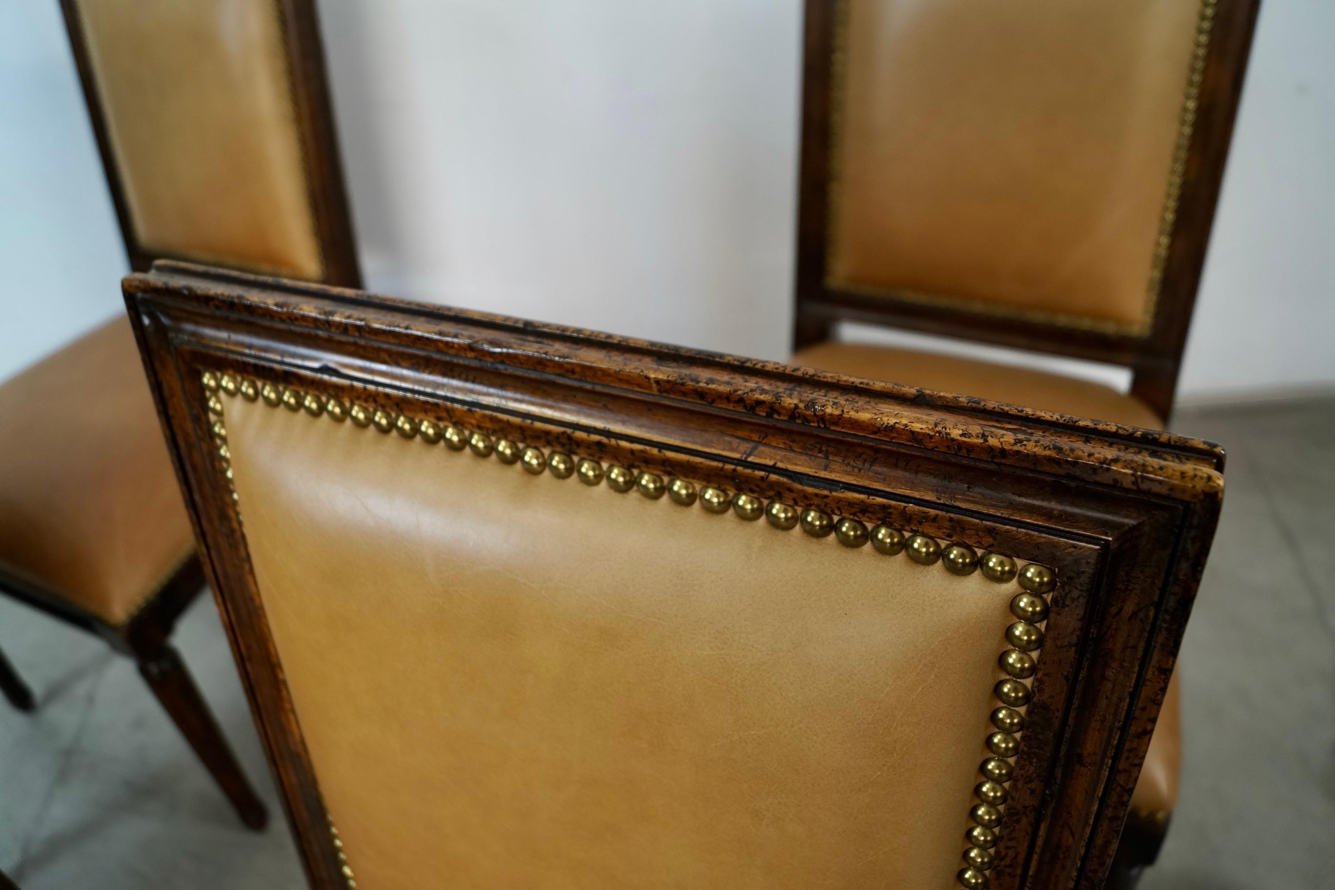 Set of 6 Louis XVI Leather Dining Chair Set by Ralph Lauren for Henredon im Angebot 1