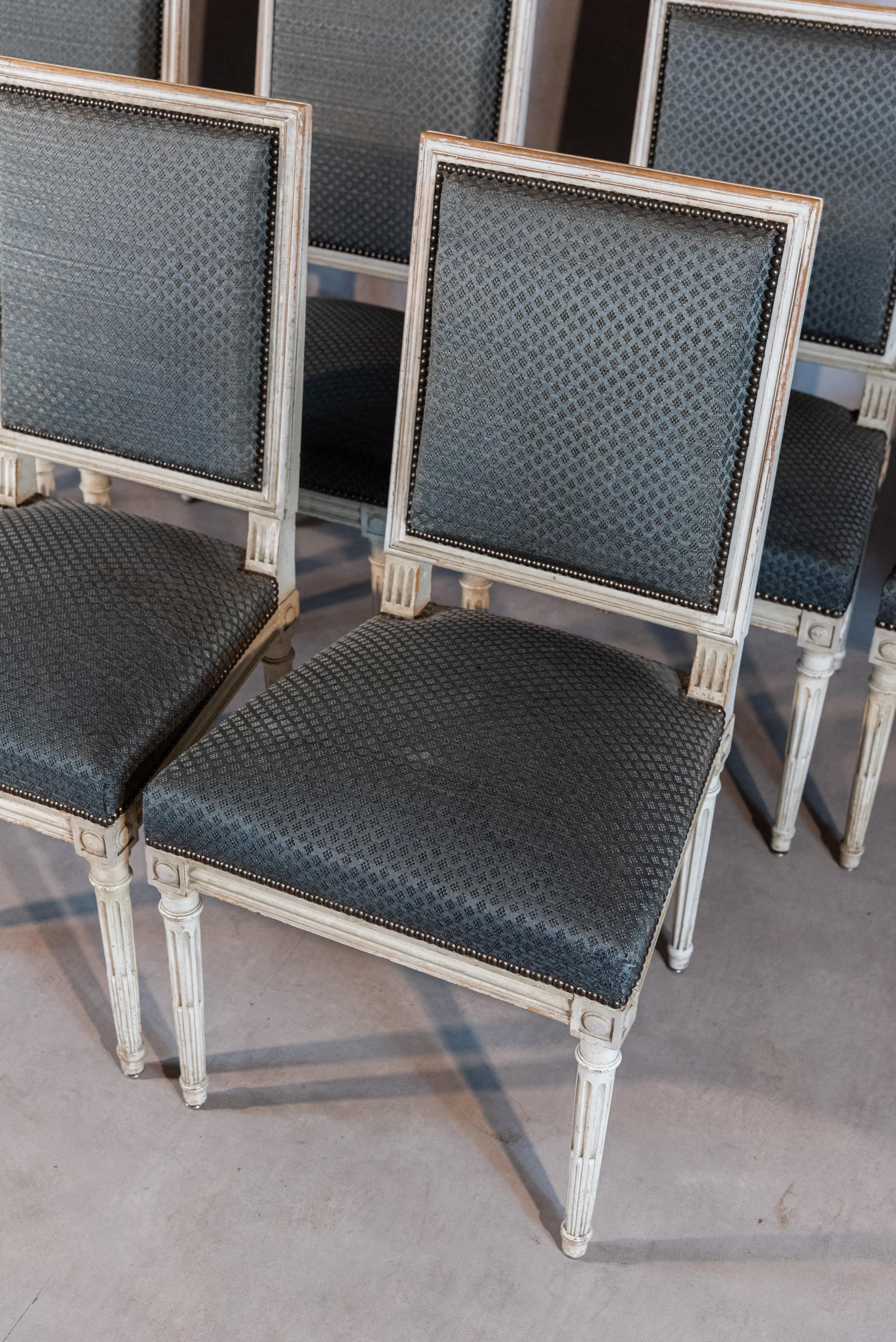Fabric Set of 6 Louis XVI Style Chairs