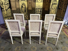 Set of 6 Louis XVI style chairs in embossed velvet