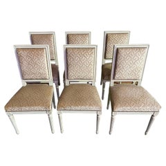 Set of 6 Louis XVI style chairs in embossed velvet