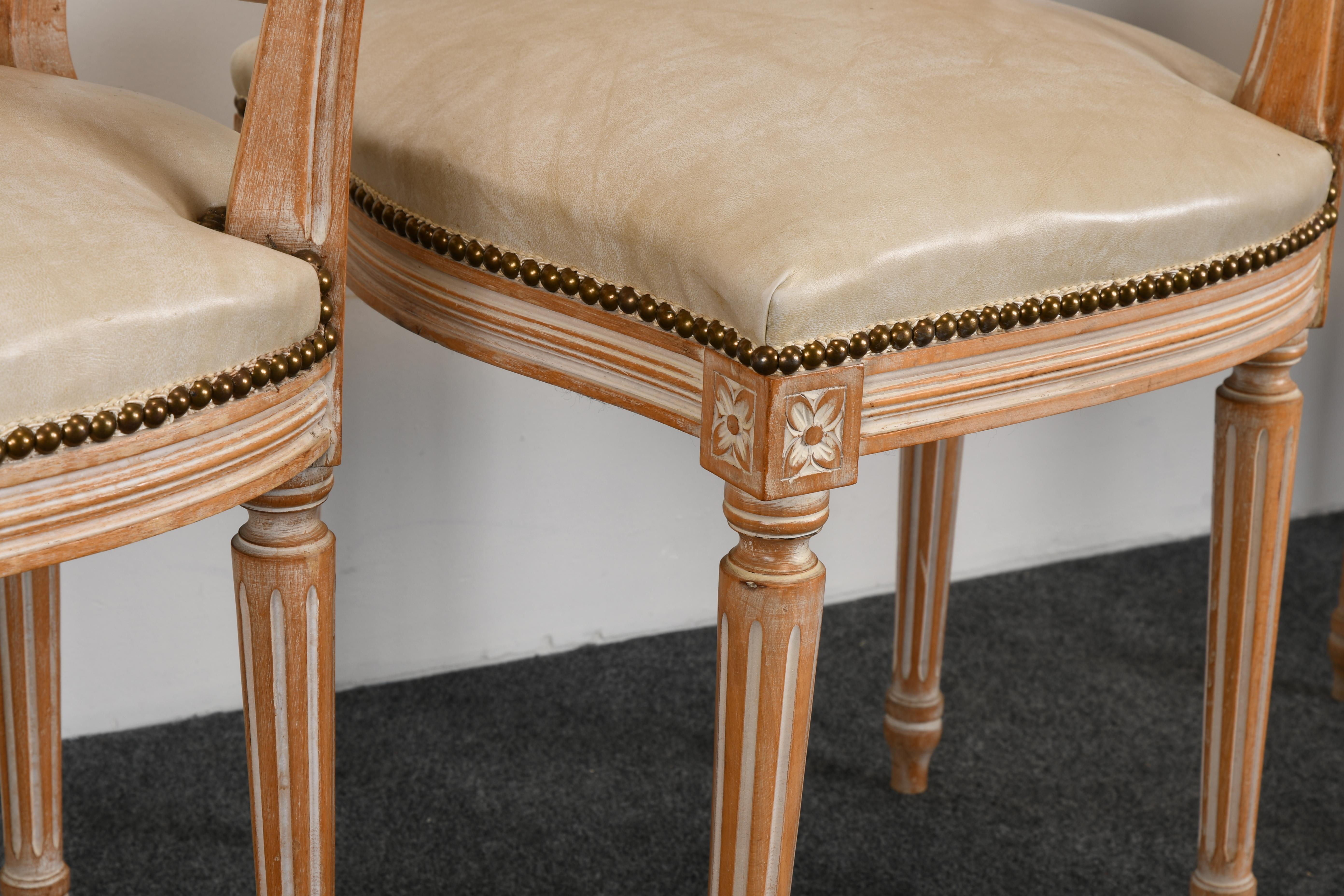 Upholstery Set of 6 French Louis XVI Style Dining Chairs, 1960s