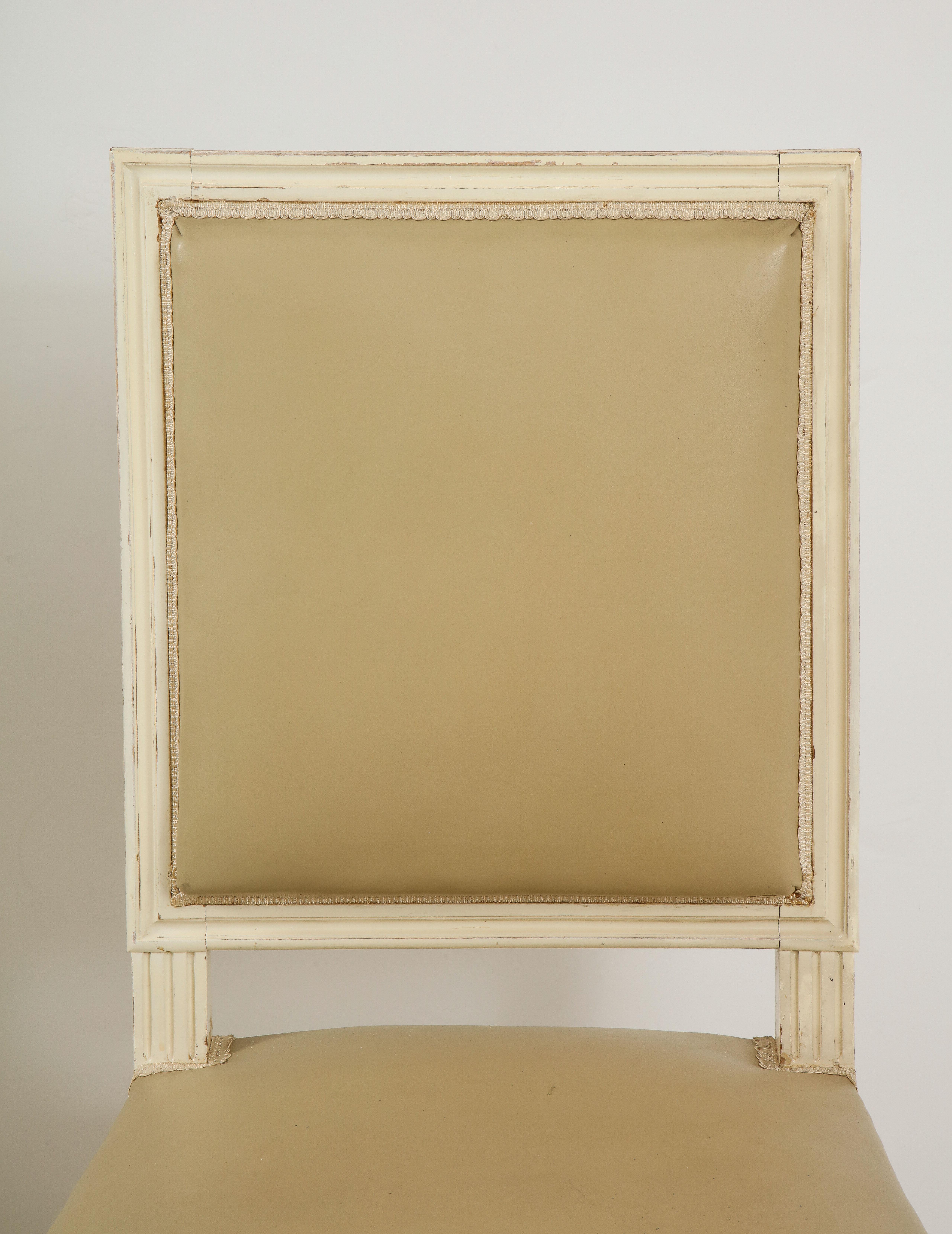 Set of 6 Louis XVI Style Dining Chairs in a Taupe Leather 4