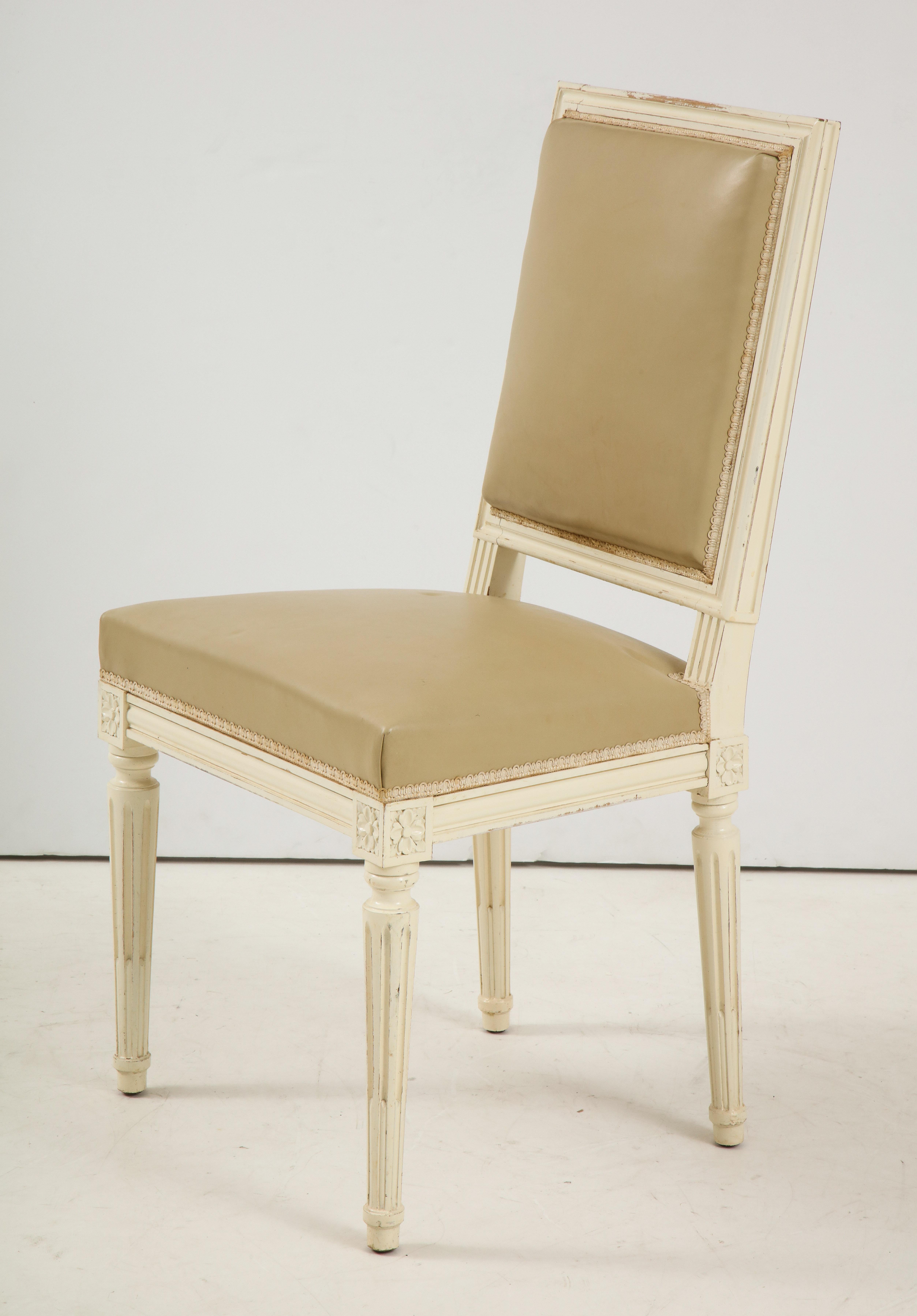 Set of 6 Louis XVI Style Dining Chairs in a Taupe Leather 7