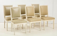 Set of 6 Louis XVI Style Dining Chairs in a Taupe Leather